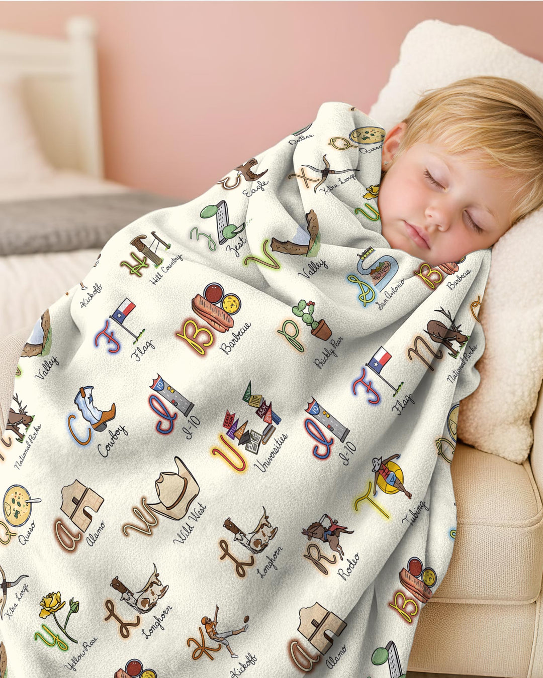 Texas Alphabet Bamboo Blanket