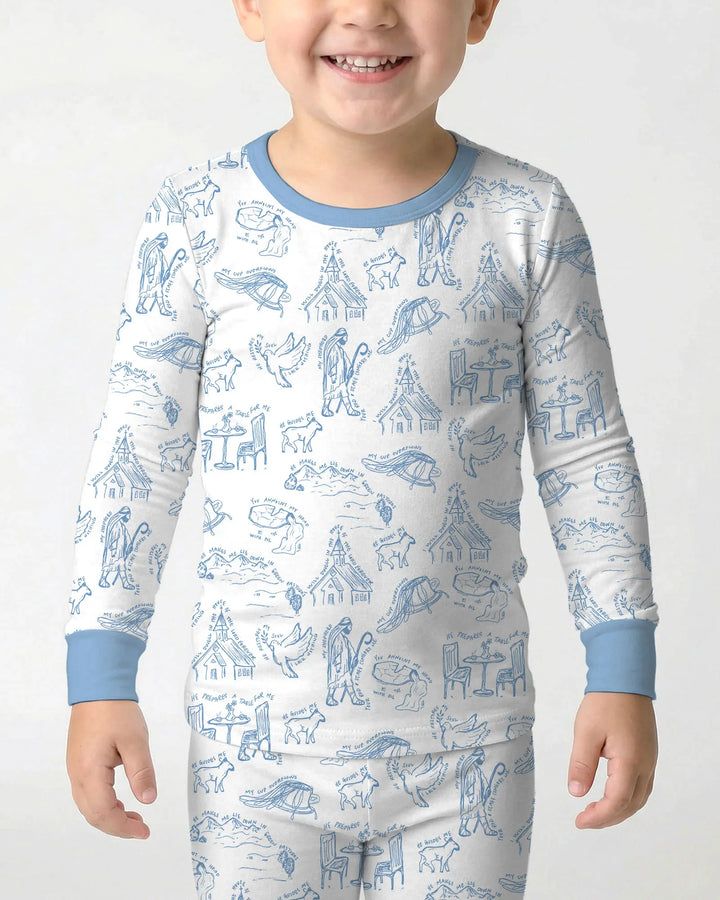 Psalm 23 Sketch Bamboo Two Piece Long Sleeve Pajama Set