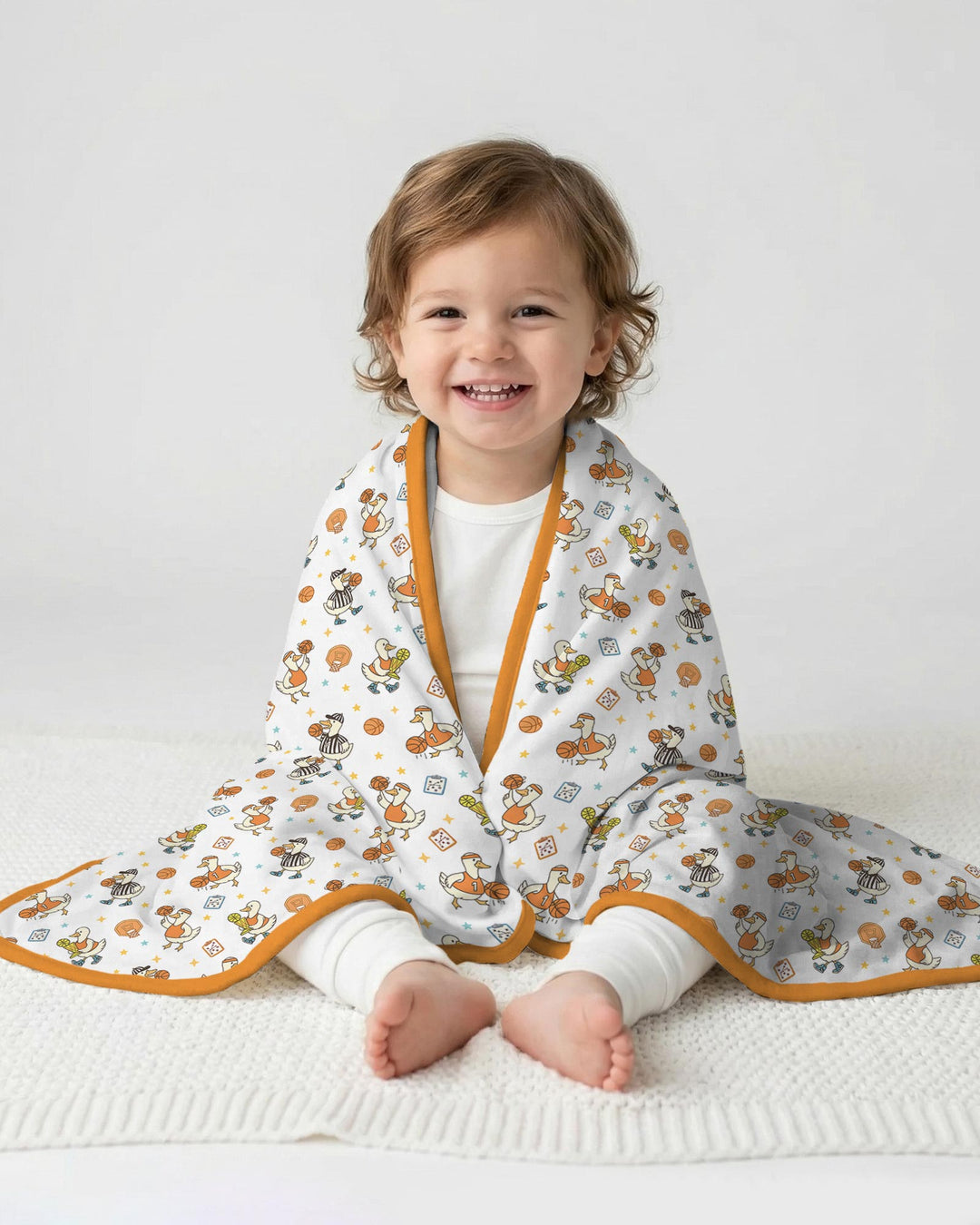 Silly Goose Playing Basketball Bamboo Blanket