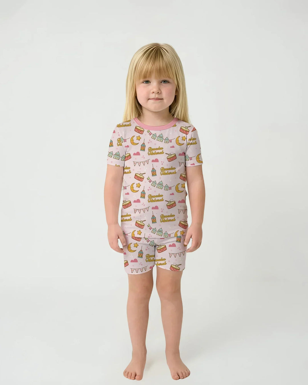 Ramadan Mubarak Bamboo Two Piece Short Sleeve Shorts Pajama Set