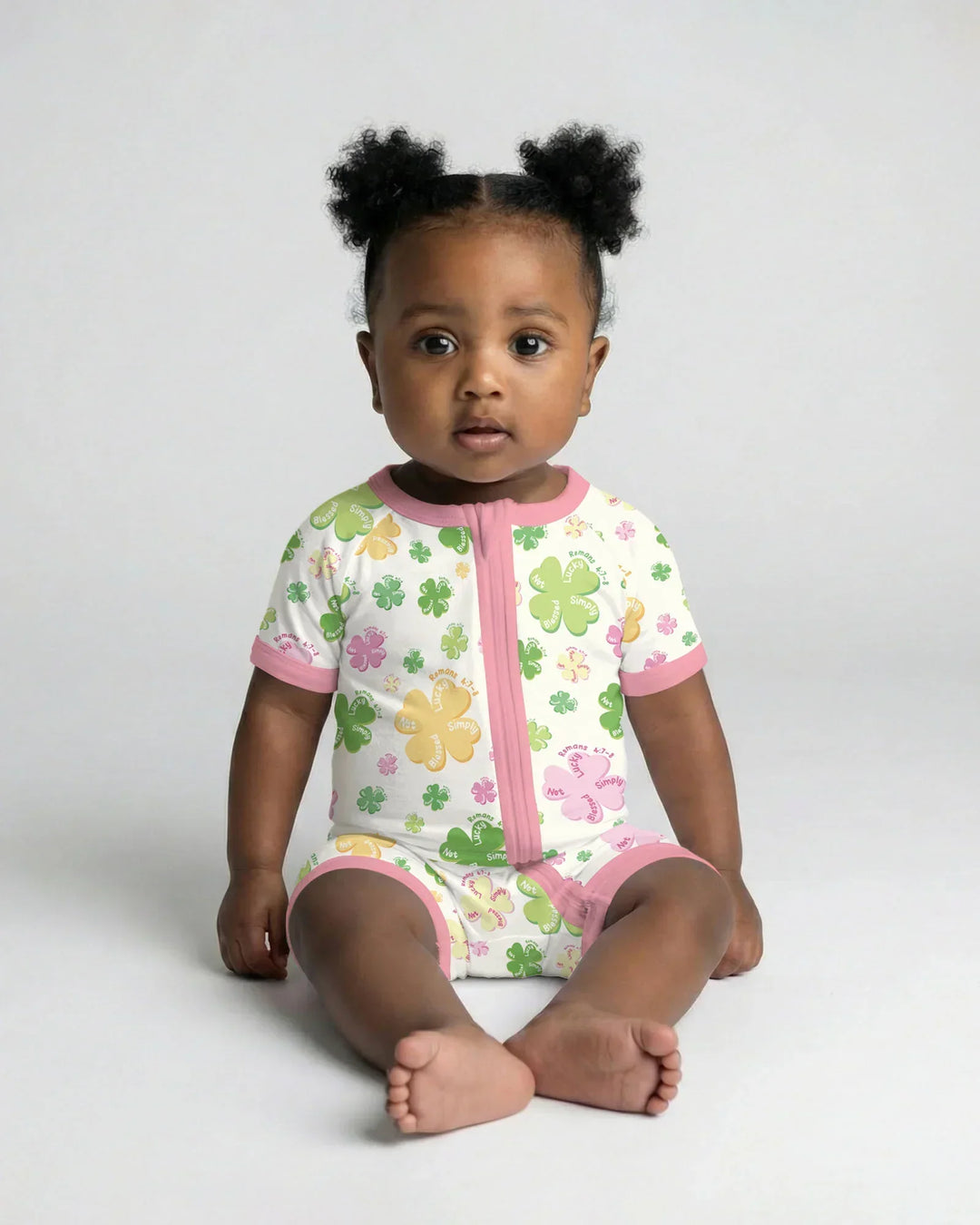 Shamrocks Print St. Patrick's Day Bamboo Shorty Zippy