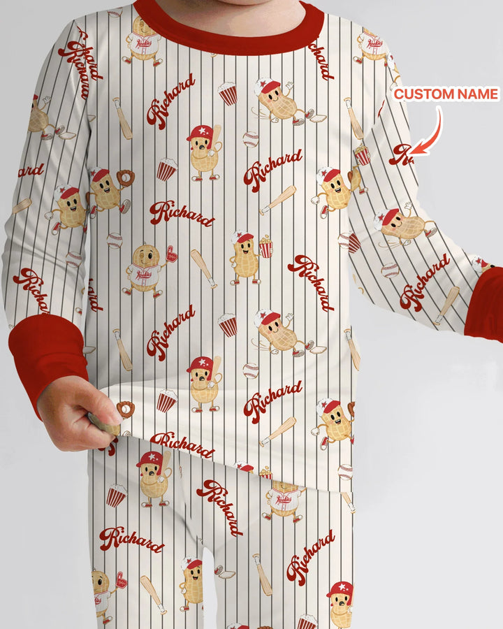 Custom Nam Retro Ballgame Bamboo Two Piece Long Sleeve Pajama Set