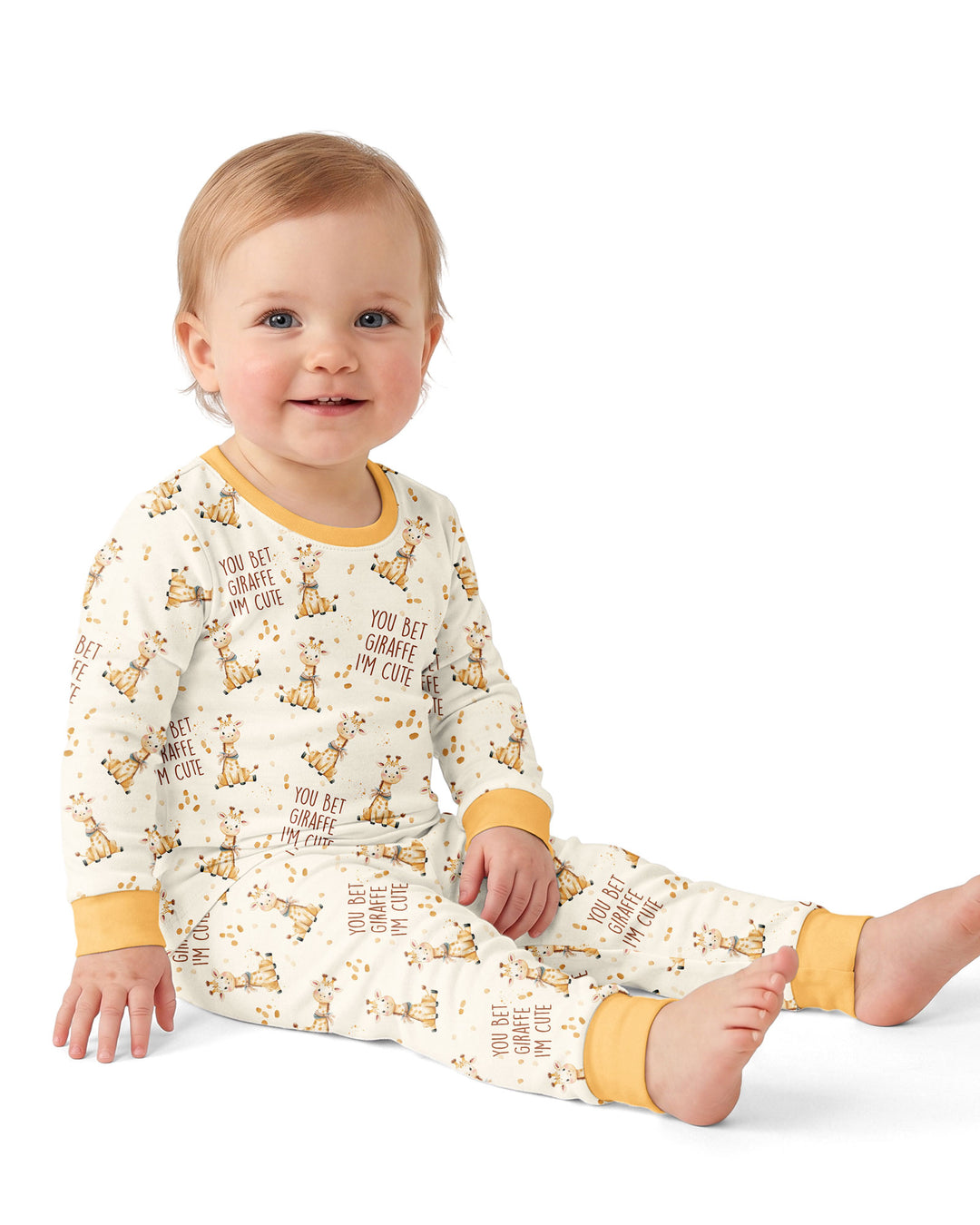 You Bet Giraffe I'm Cute Bamboo Two Piece Long Sleeve Pajama Set