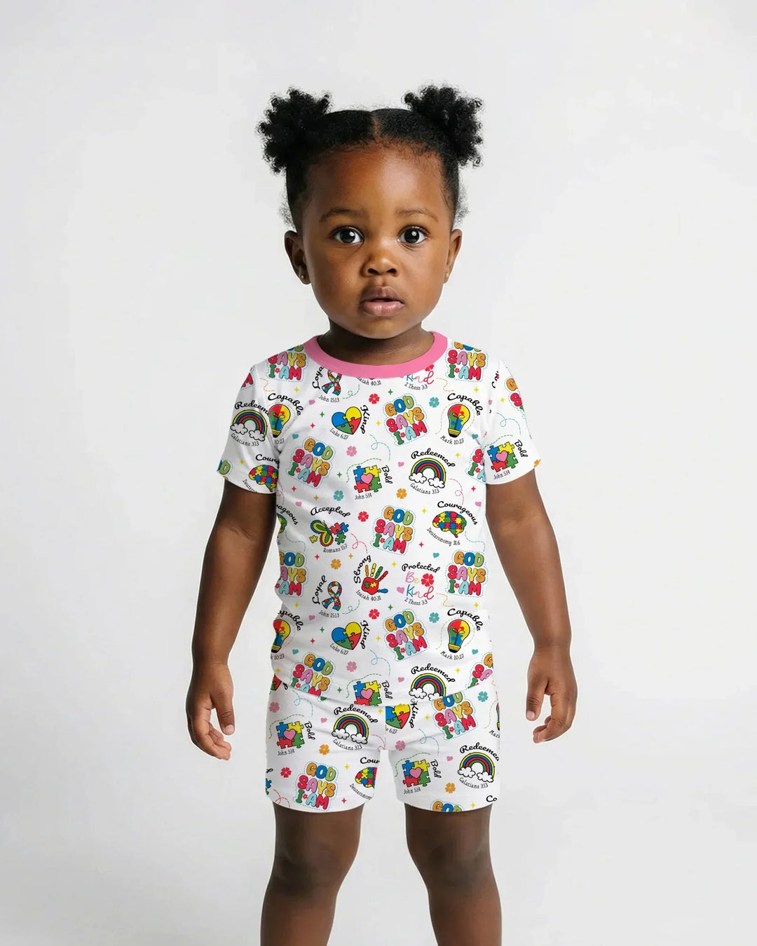 God Says I am Different Bamboo Two Piece Short Sleeve Shorts Pajama Set