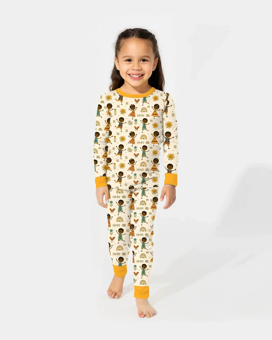 Cute African Heritage Bamboo Two Piece Long Sleeve Pajama Set