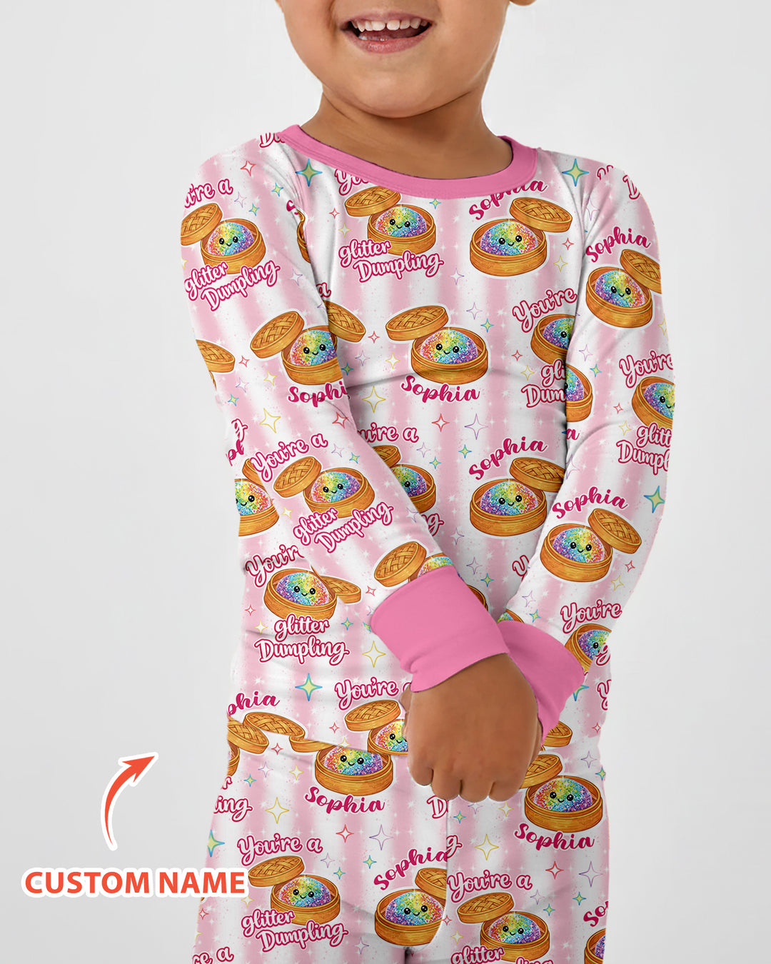 Personalized You're Glitter Dumpling Bamboo Two Piece Long Sleeve Pajama Set