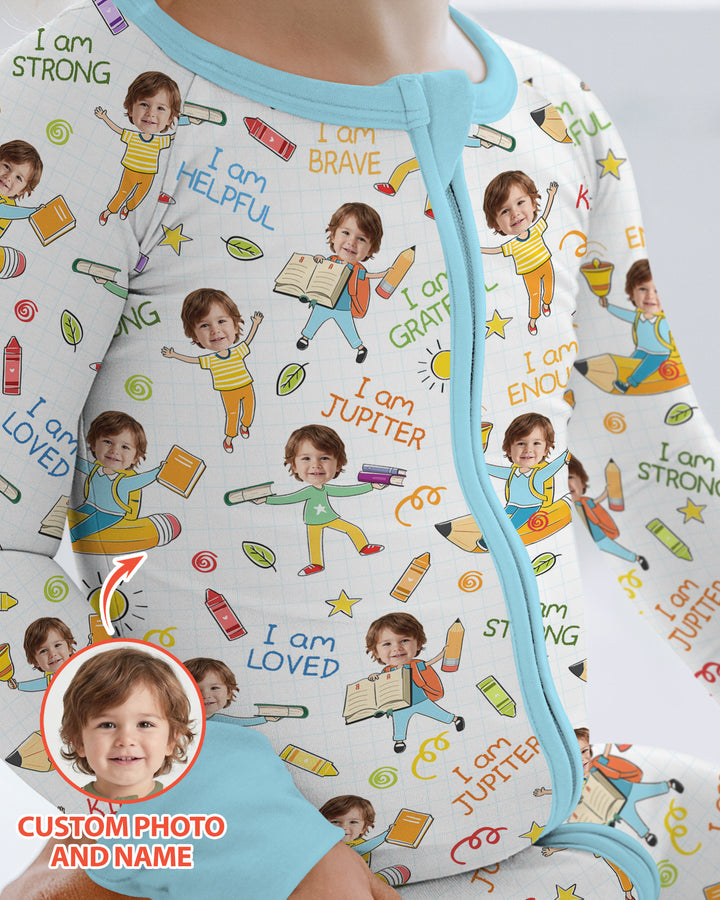 Custom Photo Kid Affirmations I Am Kind Bamboo Convertible Zippy