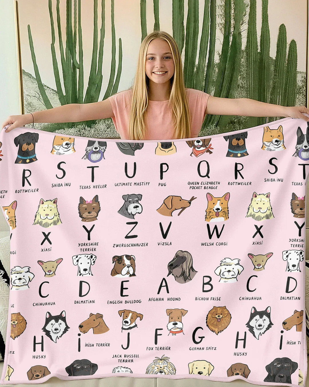 Funny Dogs Alphabet Bamboo Blanket