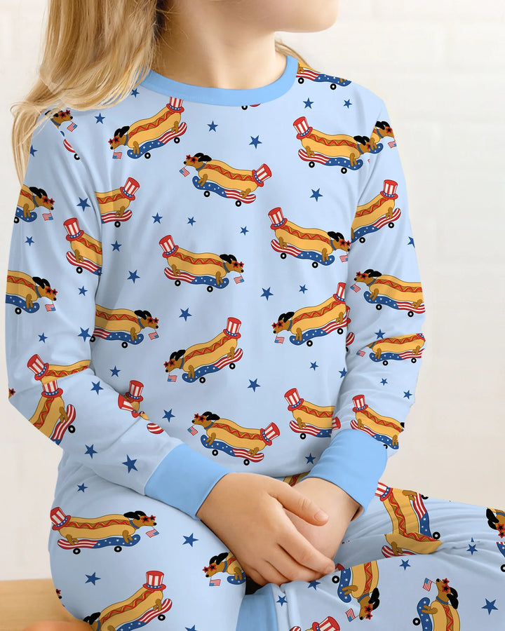 American Hot Dog Bamboo Two Piece Long Sleeve Pajama Set