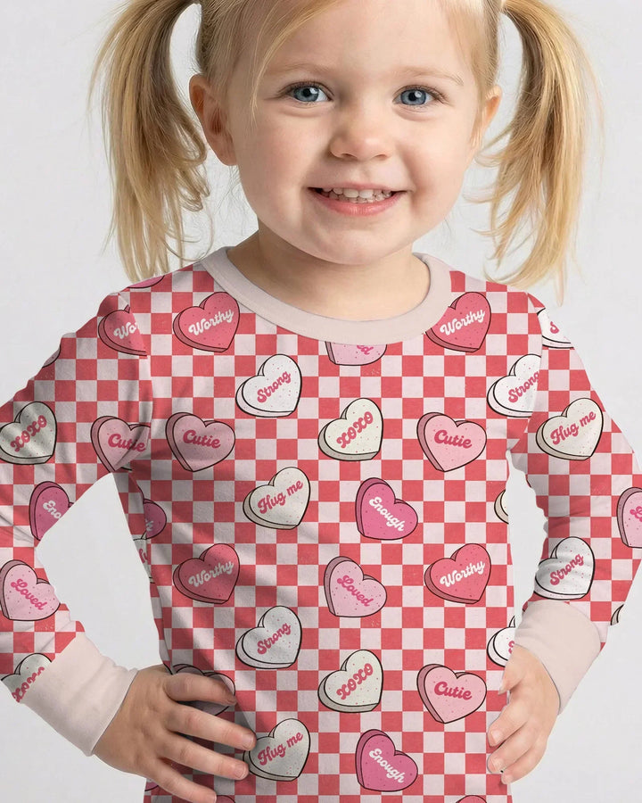 Valentine in Hearts Bamboo Two Piece Long Sleeve Pajama Set