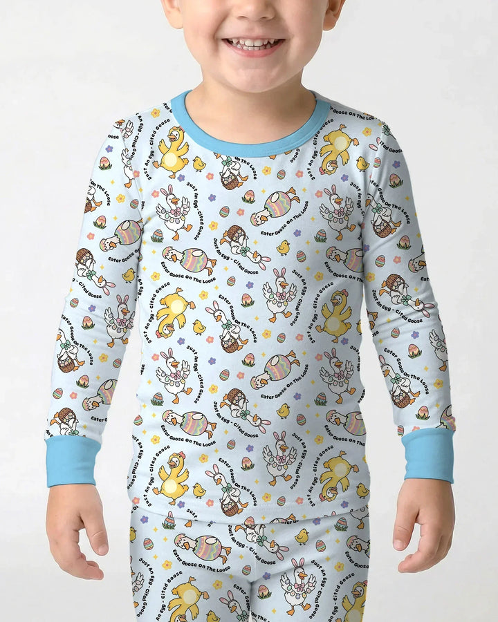 Easter Goose Family Matching Bamboo Two Piece Long Sleeve Pajama Set