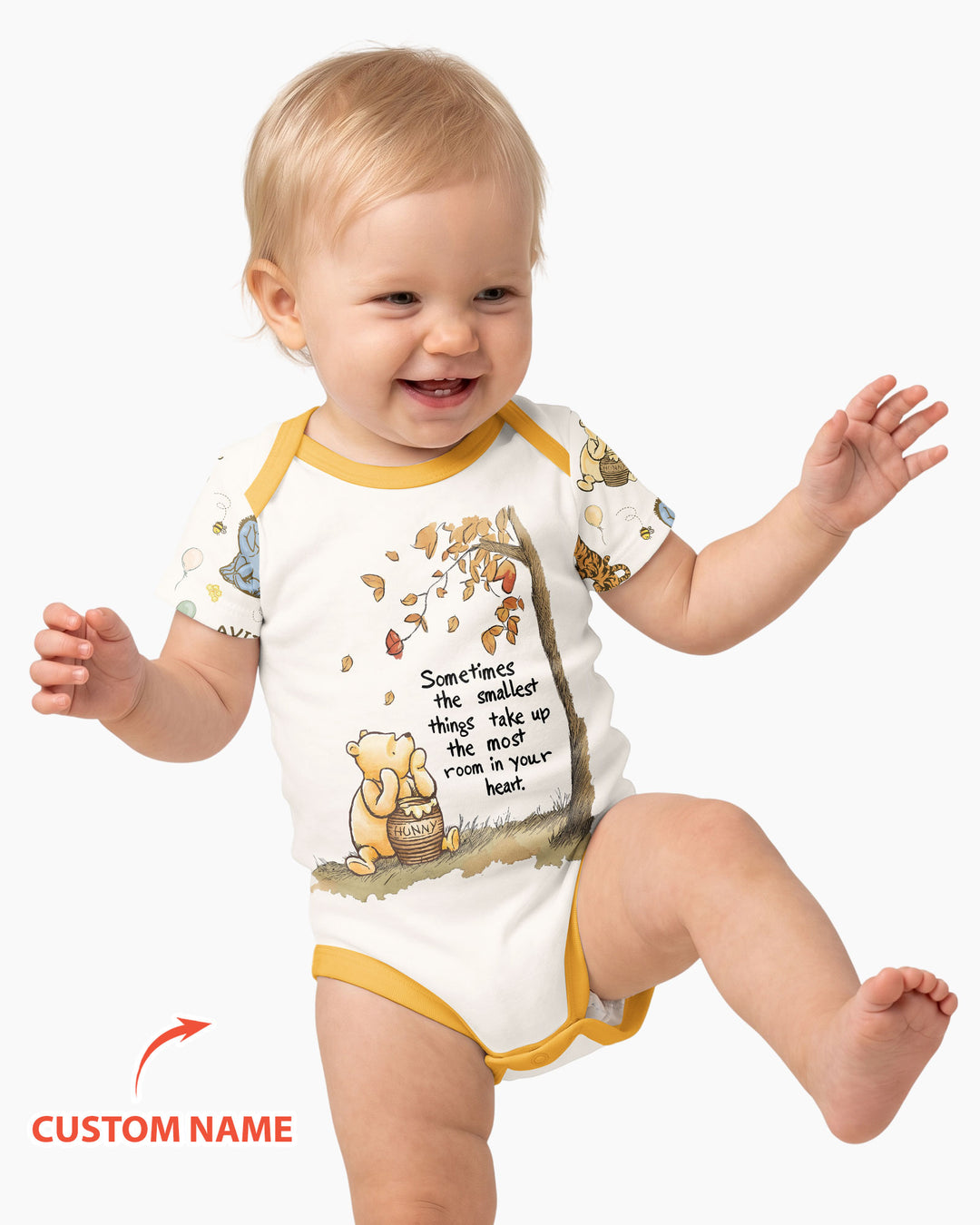 Little Things, Big Love Classic Bear Custom Name Bamboo Bodysuit