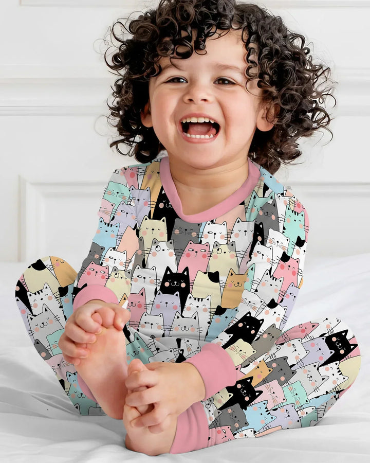 Purrfect Crowd Bamboo Two Piece Long Sleeve Pajama Set