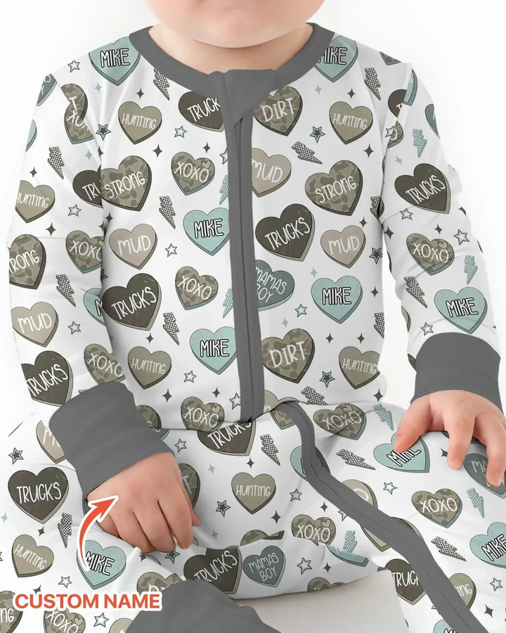 Personalized Camo Candy Hearts Bamboo Convertible Zippy
