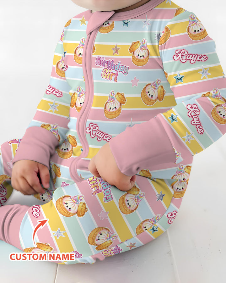 Custom Dumpling Birthday Girl  Bamboo Convertible Zippy