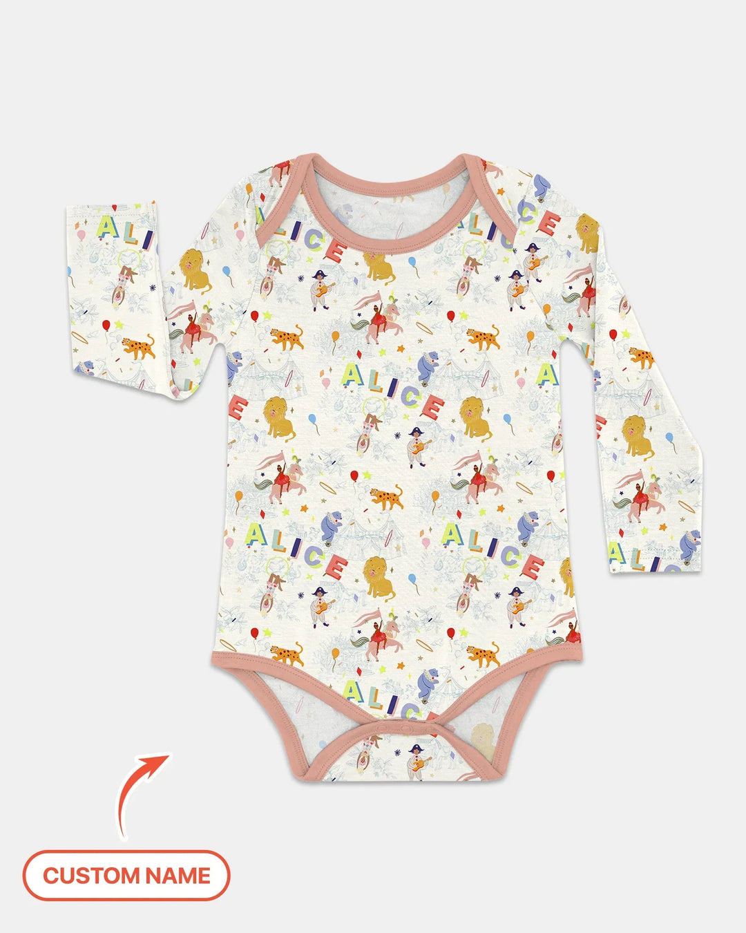 Custom Name Circus Toile Bamboo Bodysuit