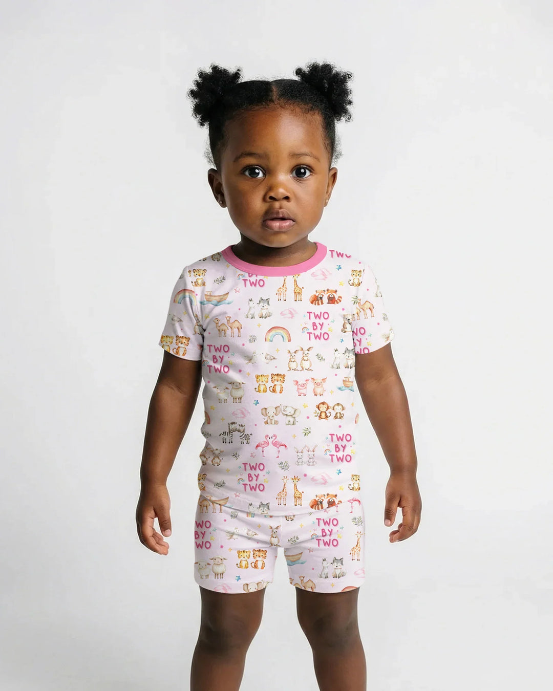 Two By Two Bamboo Two Piece Short Sleeve Shorts Pajama Set