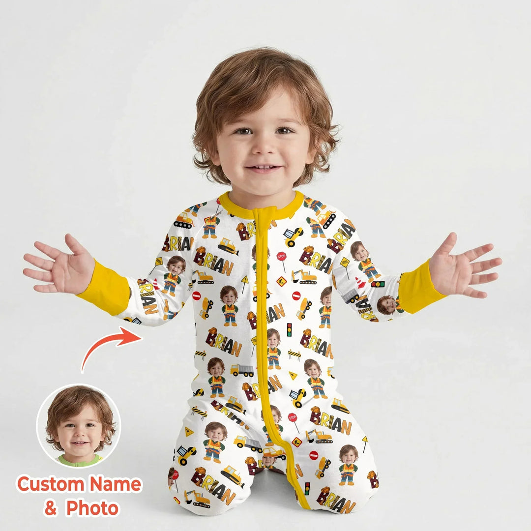 Custom Photo Doodle Little Builder Bamboo Convertible Zippy