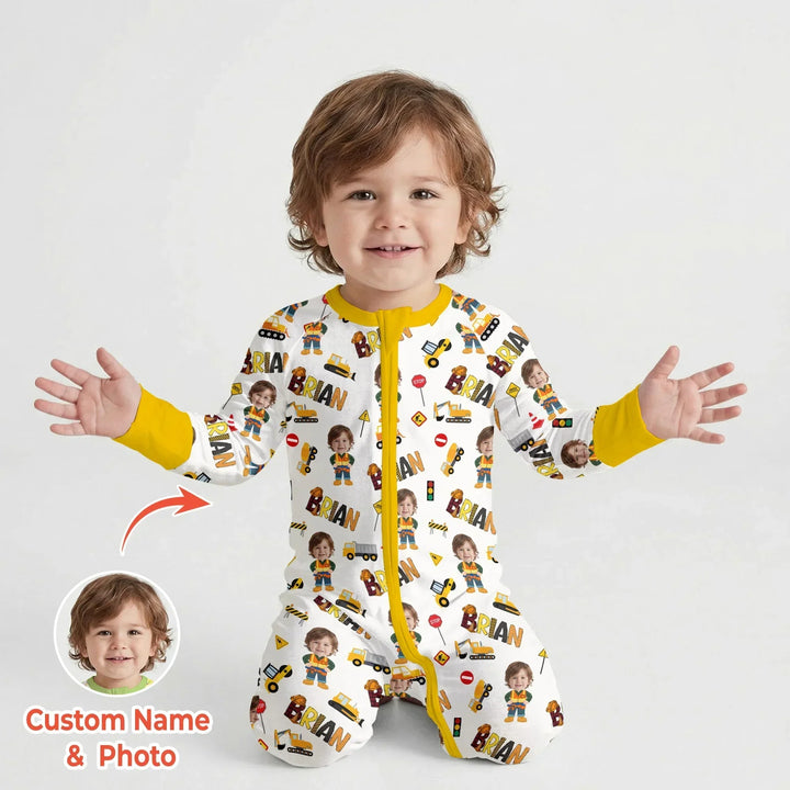 Custom Photo Doodle Little Builder Bamboo Convertible Zippy