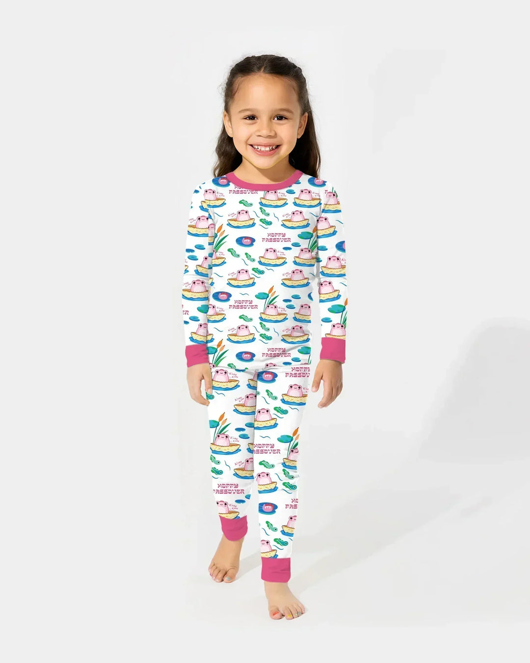 Hoppy Passover Family Matching Bamboo Two Piece Long Sleeve Pajama Set