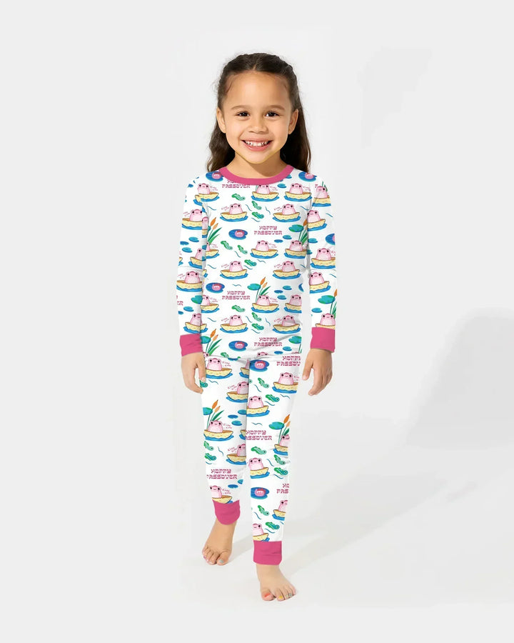 Hoppy Passover Family Matching Bamboo Two Piece Long Sleeve Pajama Set