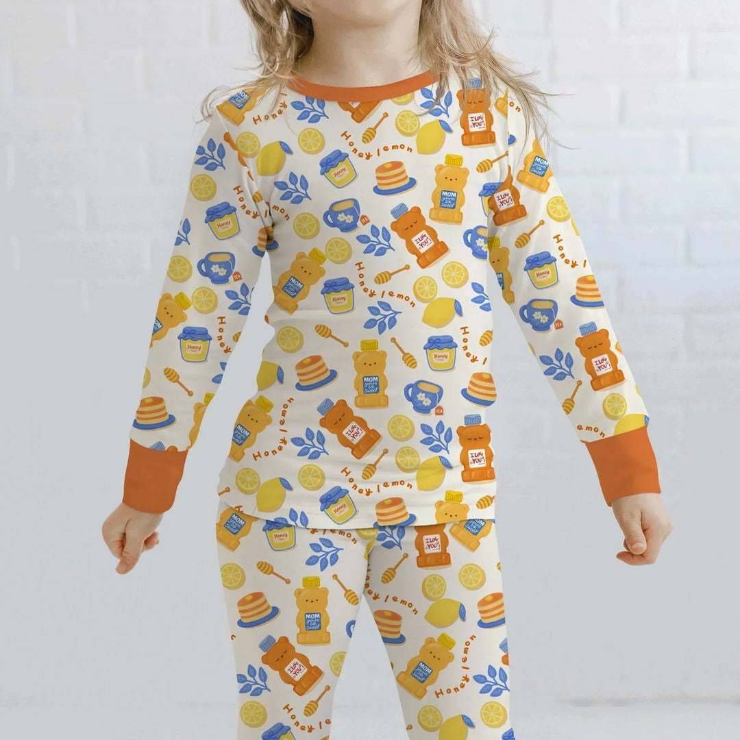 Honey Bear Bottle Bamboo Two Piece Long Sleeve Pajama Set