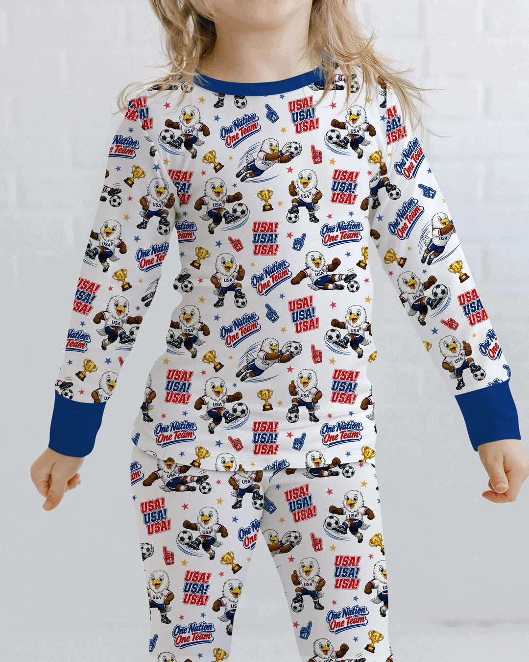 Soccer One Nation One Team Bamboo Two Piece Long Sleeve Pajama Set