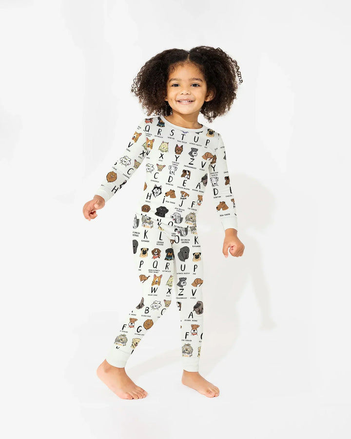 Funny Dogs Alphabet Bamboo Two Piece Long Sleeve Pajama Set