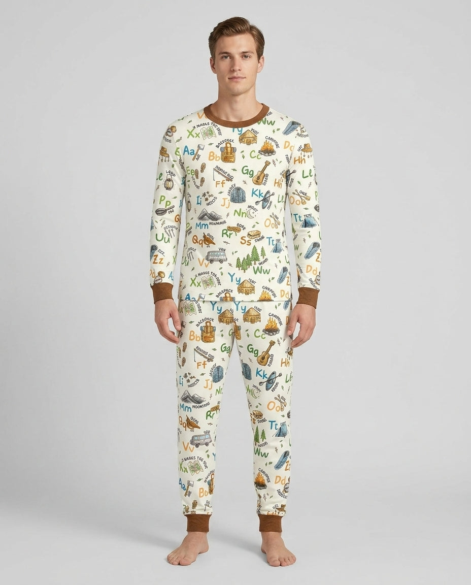 Adventure Alphabet ABCs Summer Camp Bamboo Men's Pajama Set