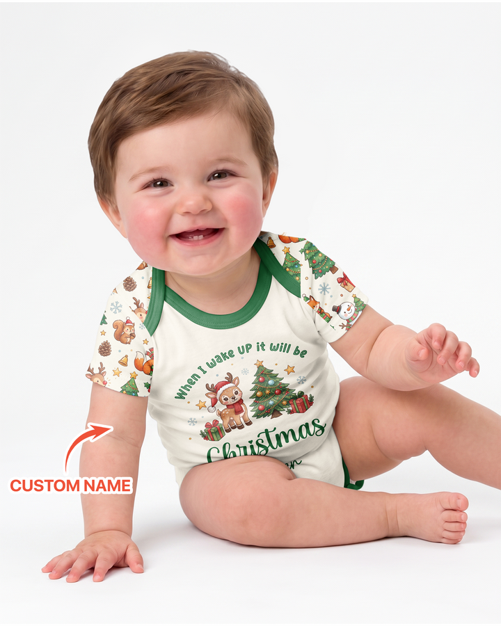 Custom Name When I Wake Up It's Will Be Christmas Bamboo Bodysuit