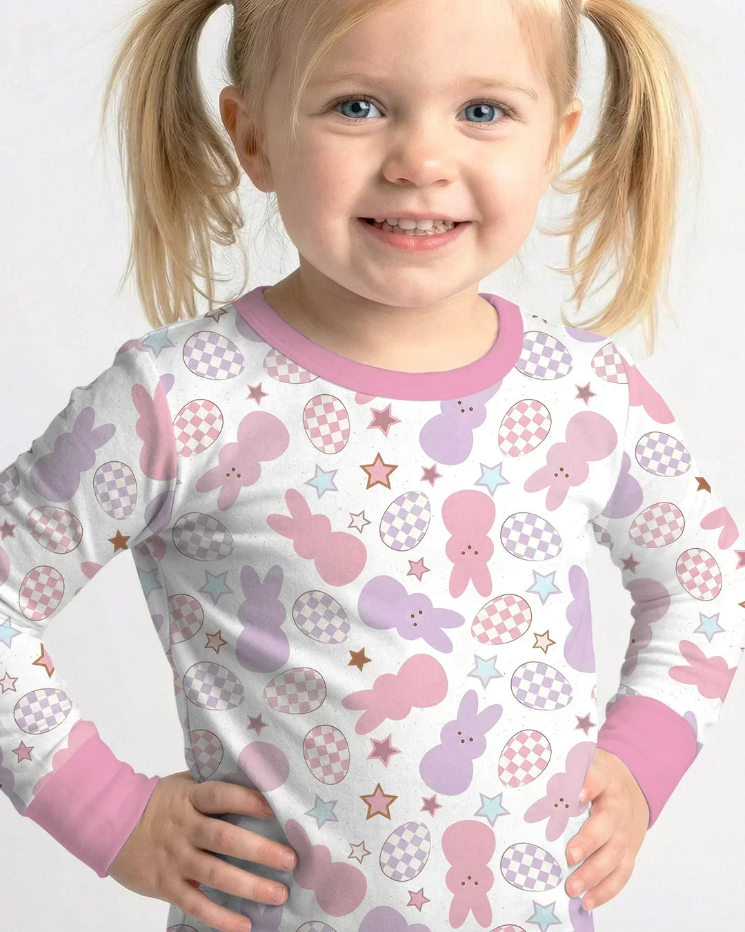 Easter Peep Bunnies Bamboo Two Piece Long Sleeve Pajama Set