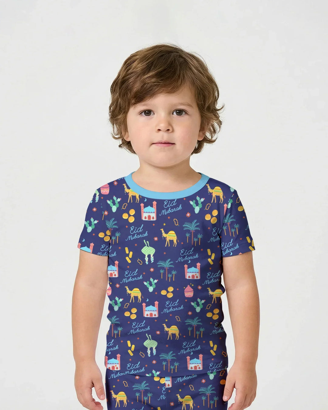 Eid Mubarak Matching Family Bamboo Two Piece Short Sleeve Shorts Pajama Set