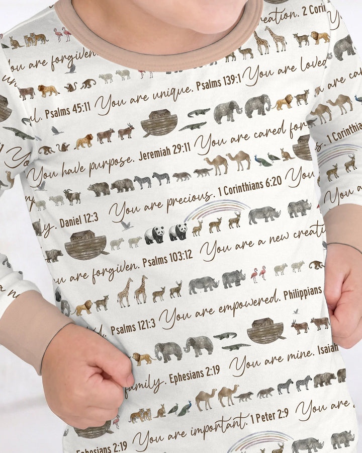 Biblical Noah's Ark Bamboo Two Piece Long Sleeve Pajama Set