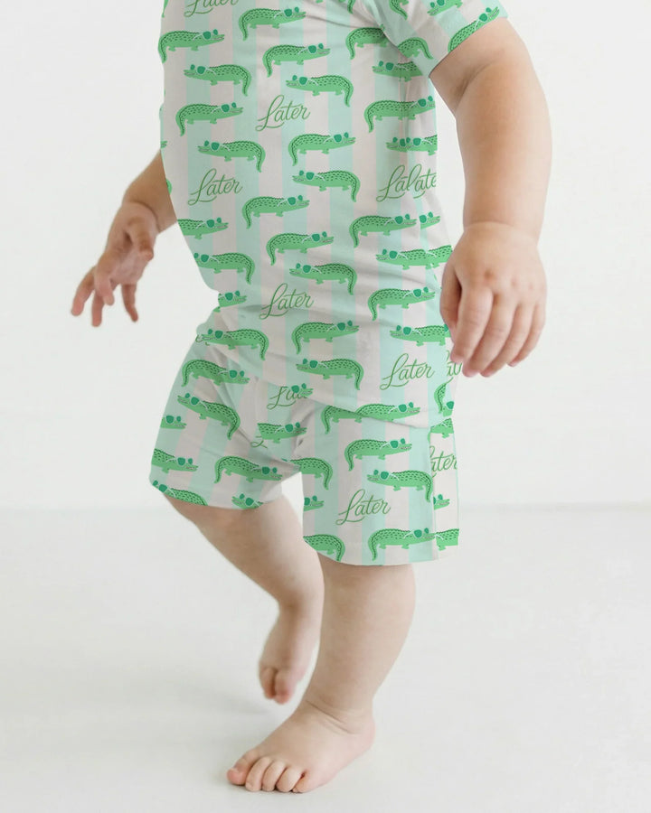 Later Gator Bamboo Two Piece Short Sleeve Shorts Pajama Set