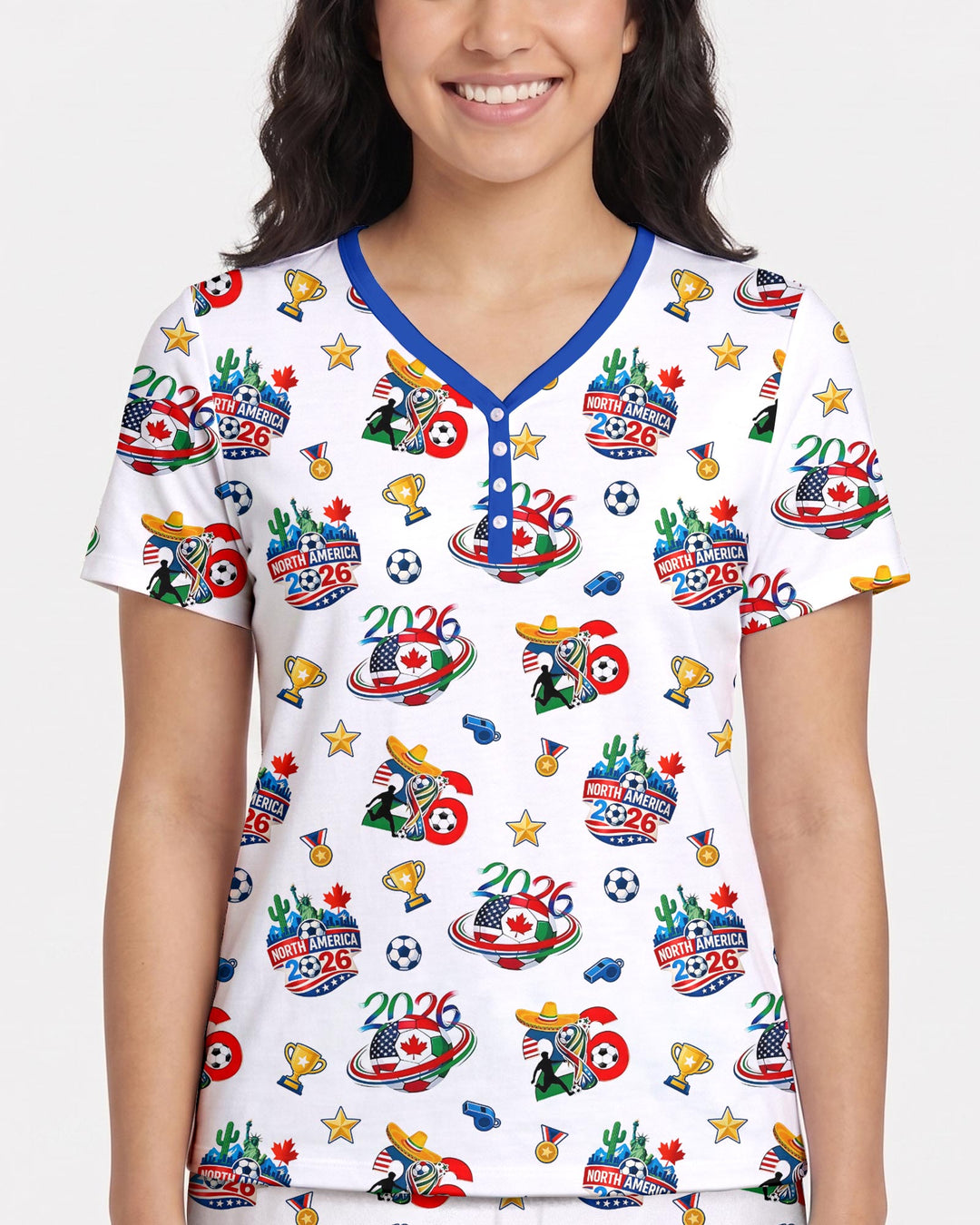 World Soccer North America 2026 Family Matching Bamboo Women Short Sleeve Short Pajama Set