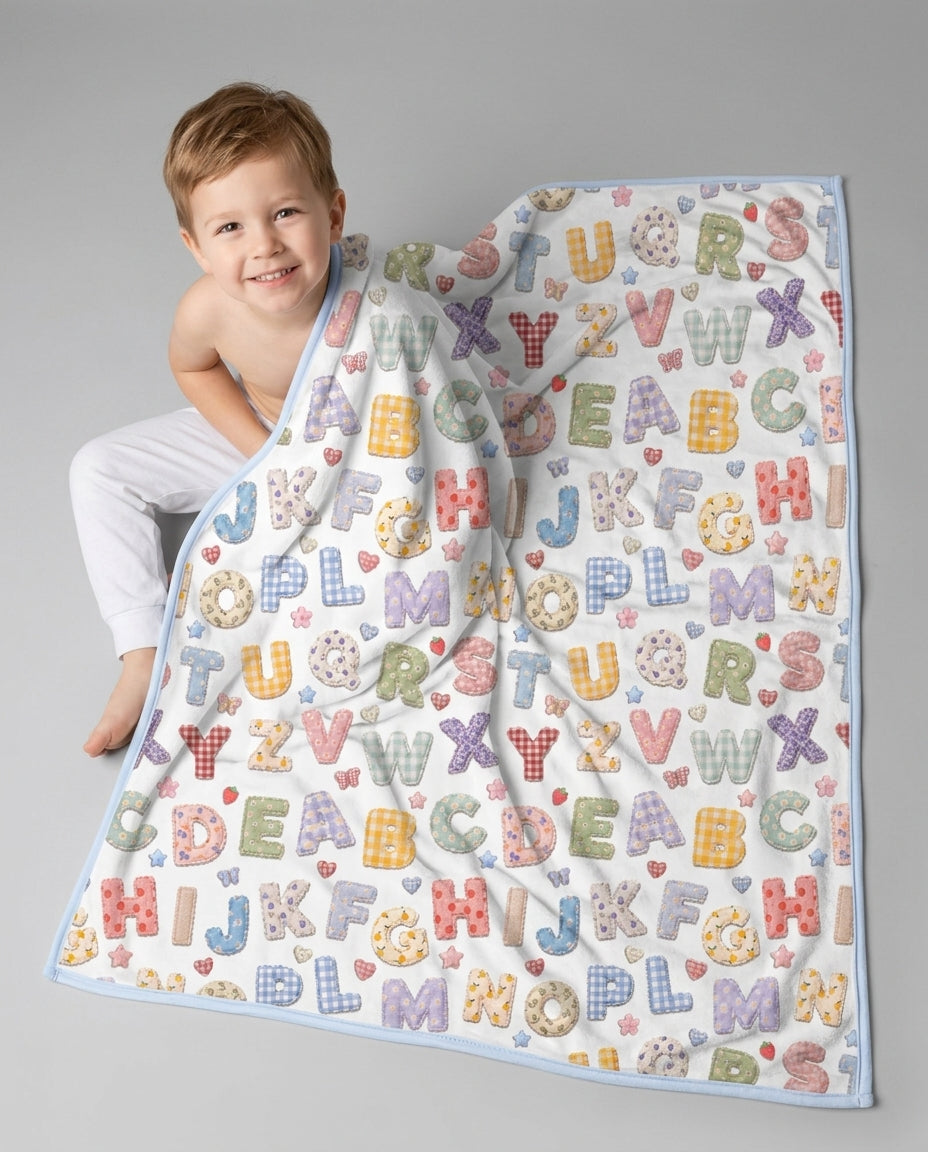 Fabric Alphabet Letters Bamboo Blanket