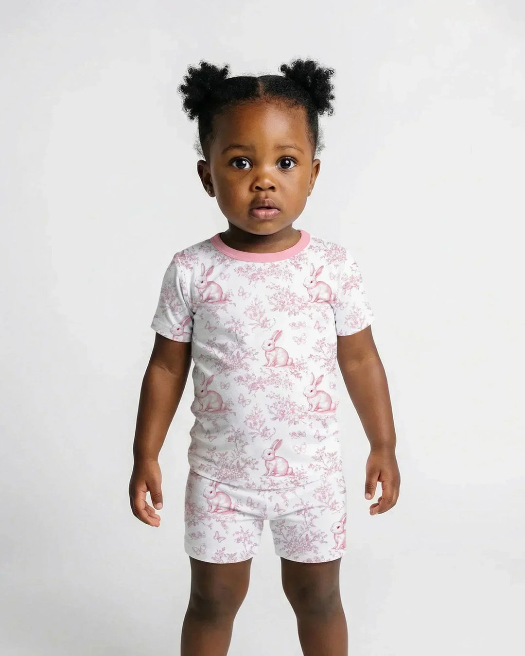 Easter Chinoiserie Toile de Jouy Bamboo Two Piece Short Sleeve Shorts Pajama Set