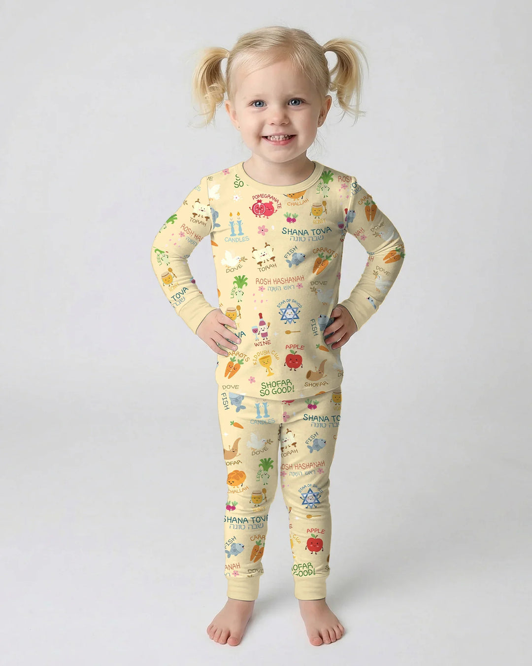 Family Rosh Hashanah Matching Bamboo Two Piece Long Sleeve Pajama Set
