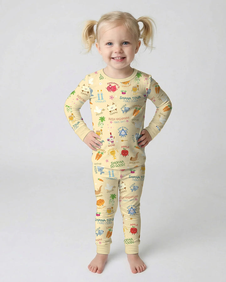Family Rosh Hashanah Matching Bamboo Two Piece Long Sleeve Pajama Set