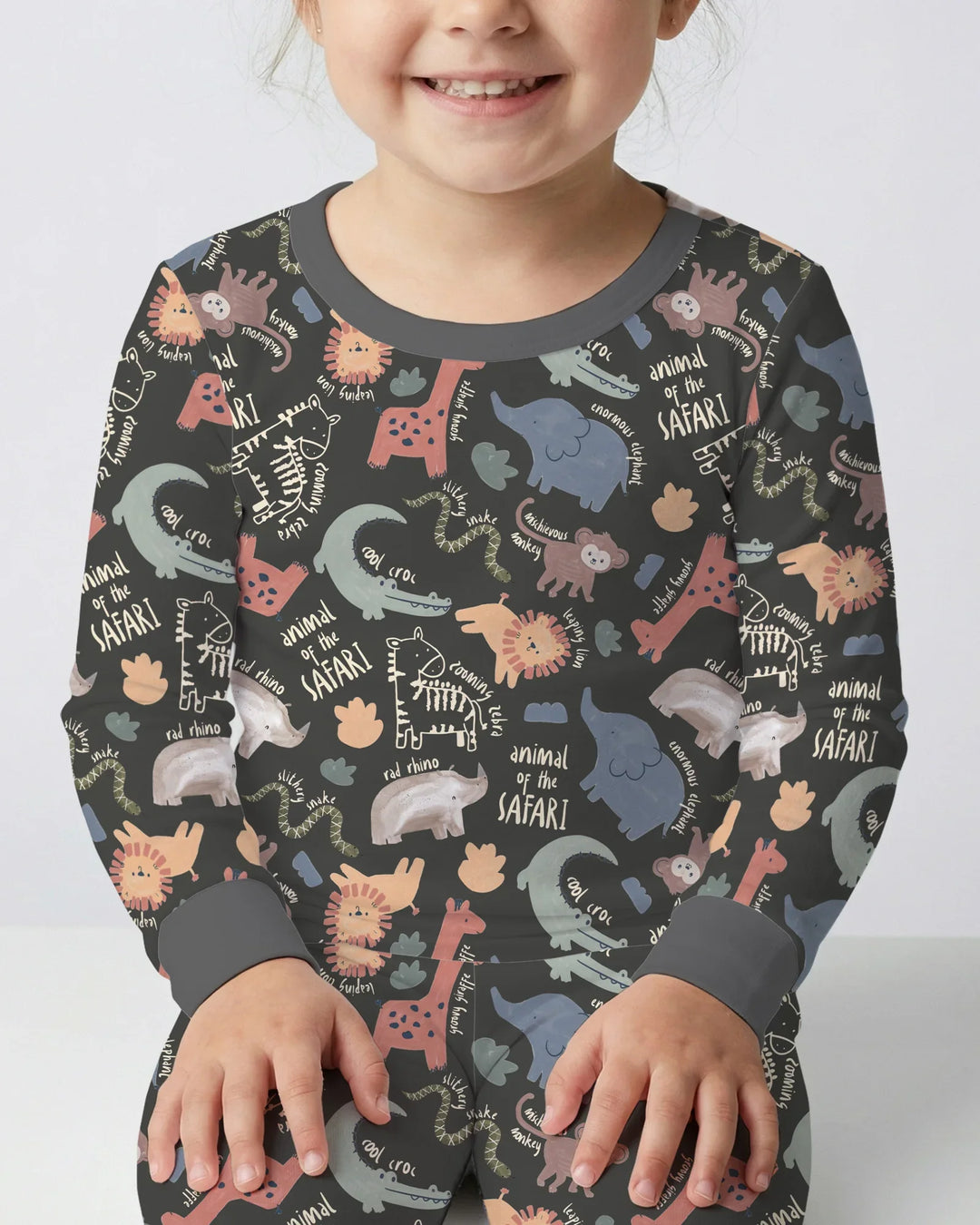 Funny African Animals Bamboo Two Piece Long Sleeve Pajama Set