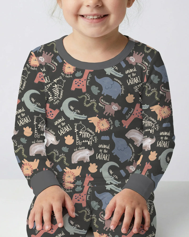 Funny African Animals Bamboo Two Piece Long Sleeve Pajama Set