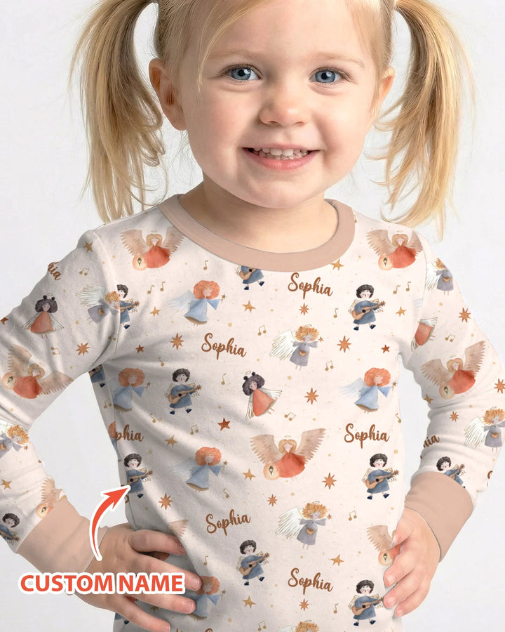 Guardian Angels Custom Name Bamboo Two Piece Long Sleeve Pajama Set