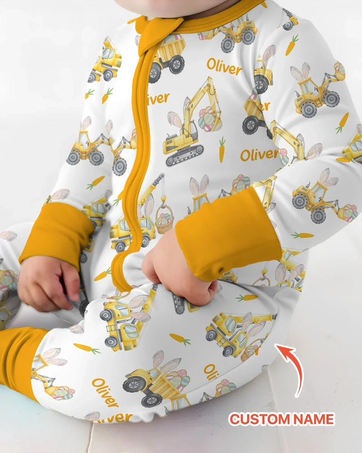 Custom name Eggs-cavator Construction Bamboo Convertible Zippy