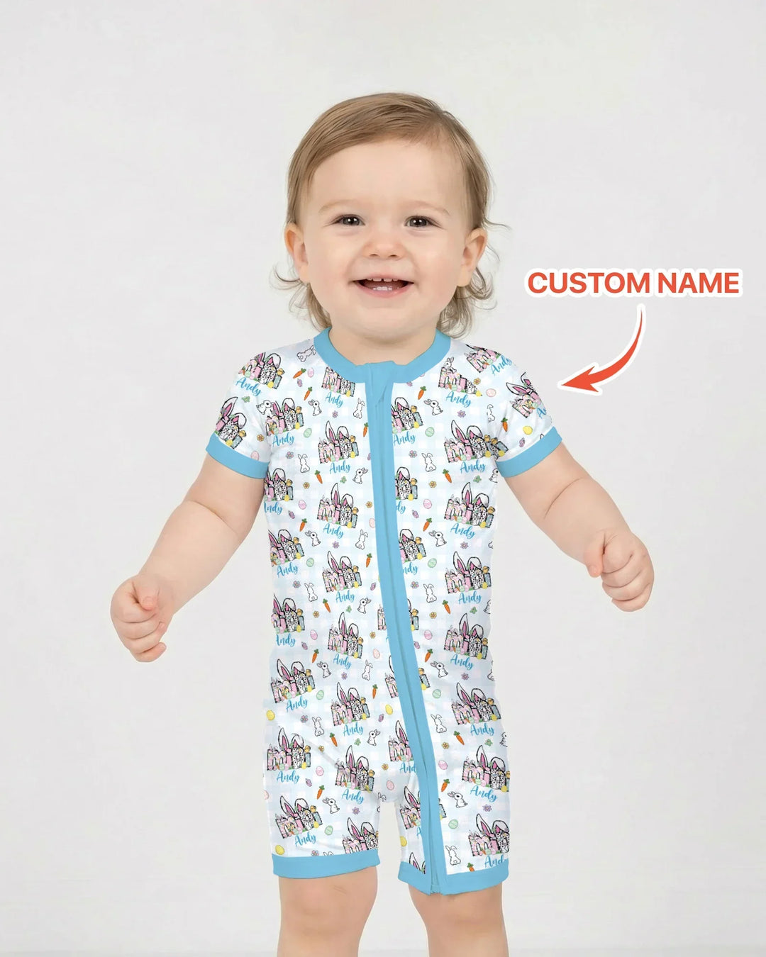 Custom Name Easter Family Matching Bamboo Shorty Zippy