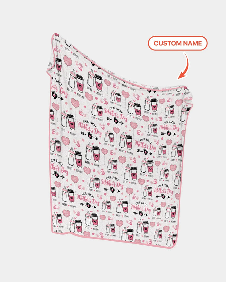 Custom Name First Mother's Day Drink Bamboo Blanket