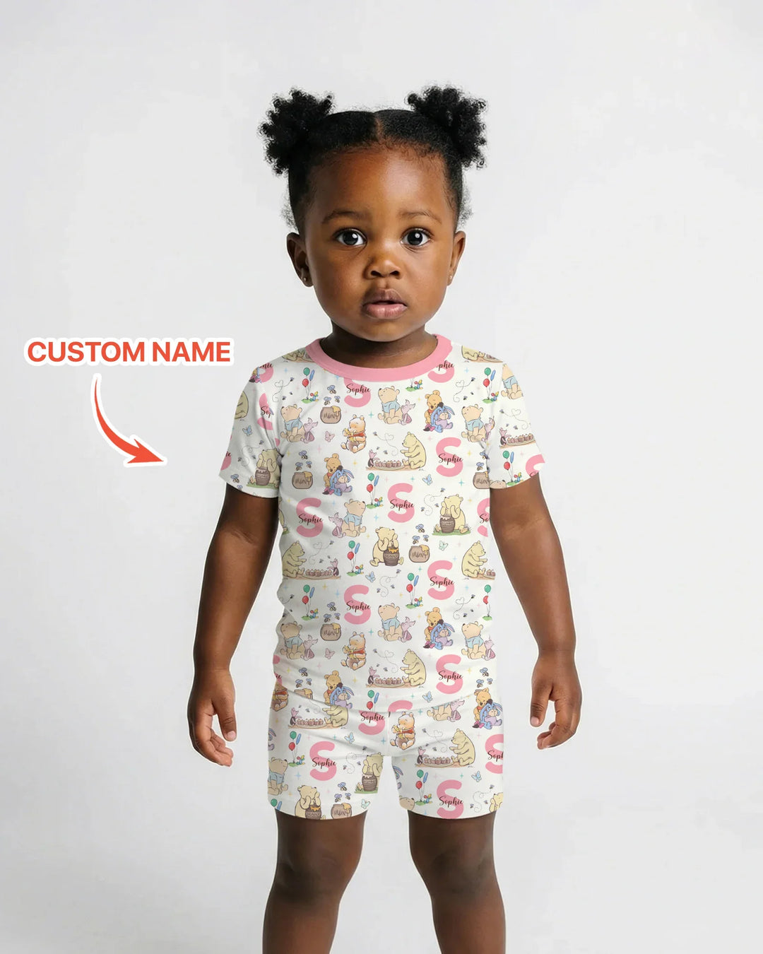 Honey Bear Monogram Bamboo Two Piece Short Sleeve Shorts Pajama Set