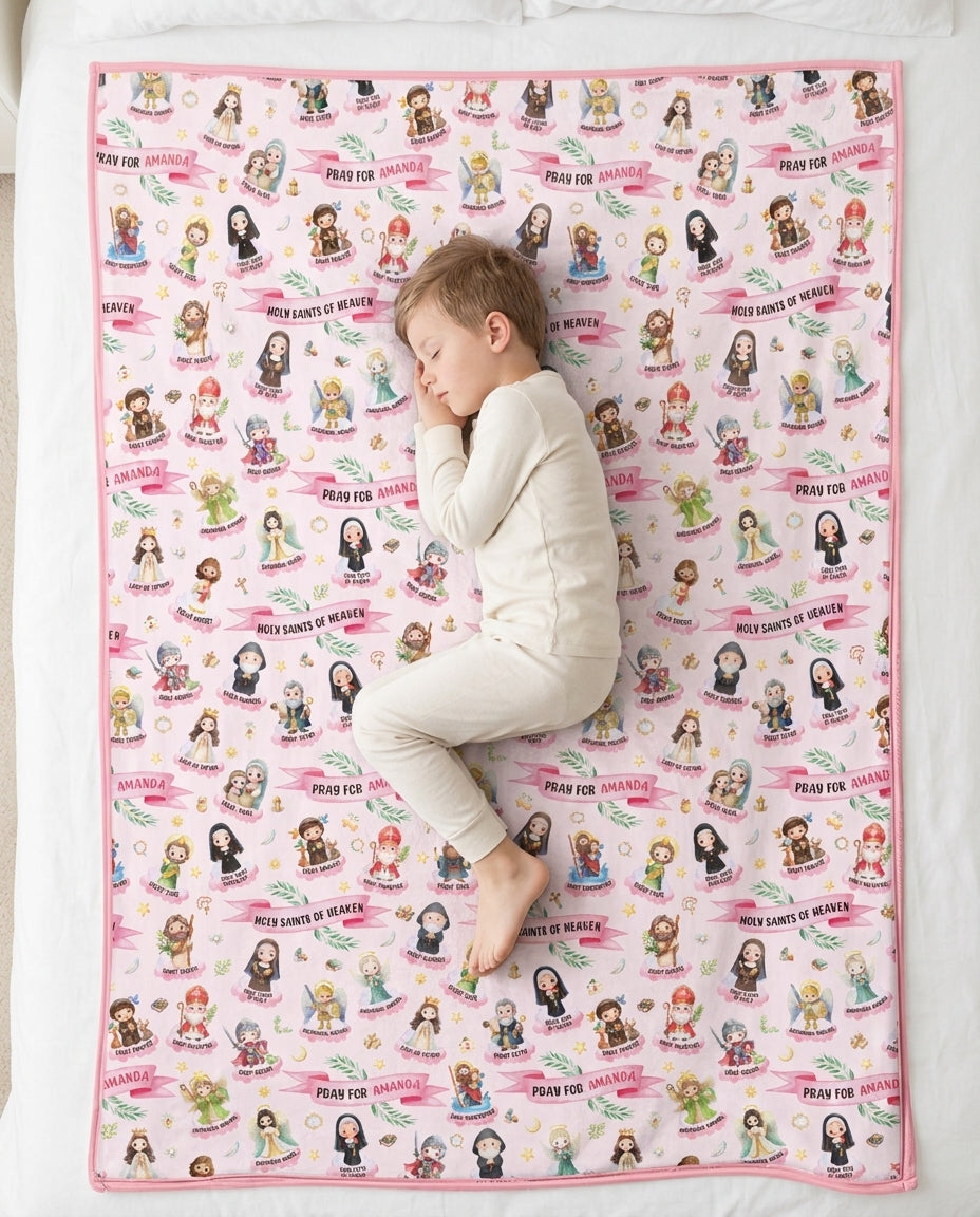 Holy Saints of Heaven Custom Name Bamboo Blanket