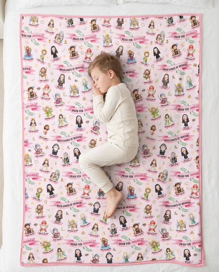 Holy Saints of Heaven Custom Name Bamboo Blanket