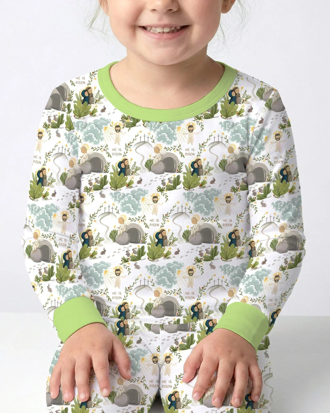 Matthew 28:1–8 He Is Risen Bamboo Two Piece Long Sleeve Pajama Set