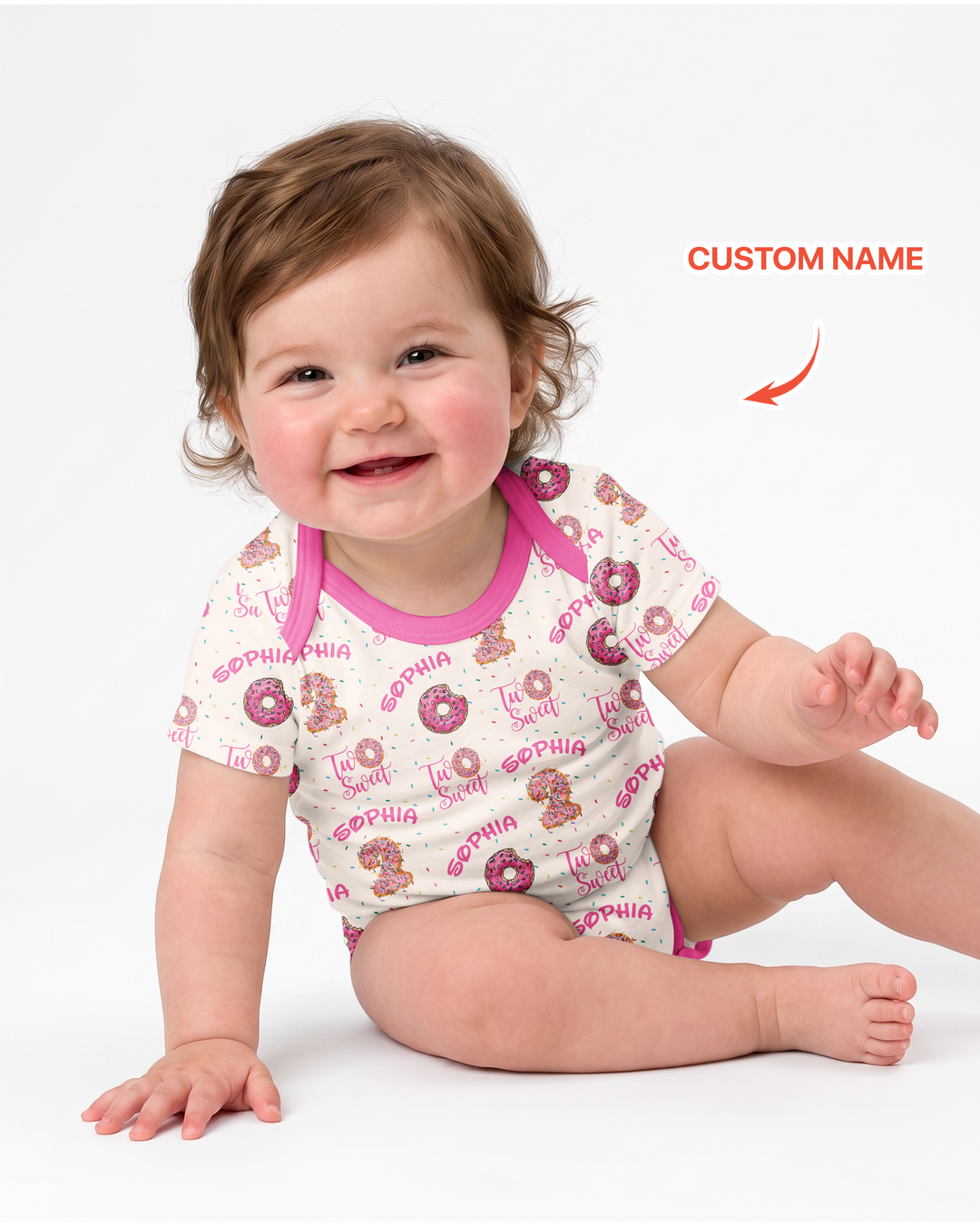 Custom Name Two Sweet Donut Bamboo Bodysuit